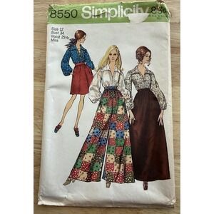 VTG 60's Simplicity Pattern 8550 Misses' Skirt Blouse Wide Leg Pants Size 12‎